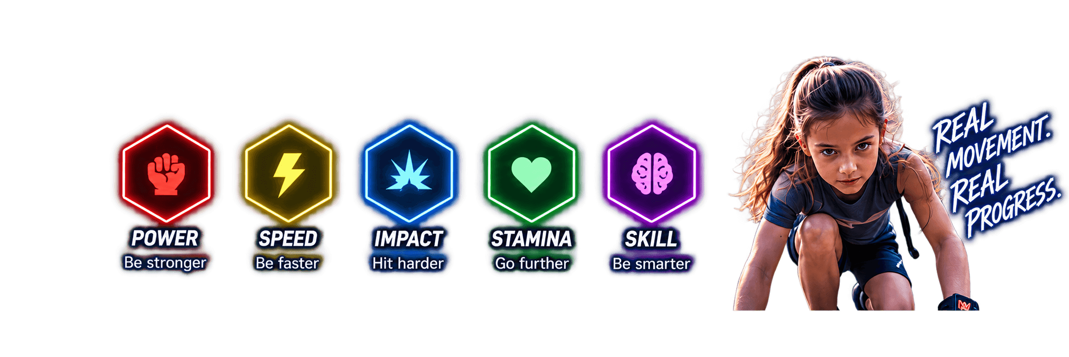 Power, speed, impact, stamina and skill
