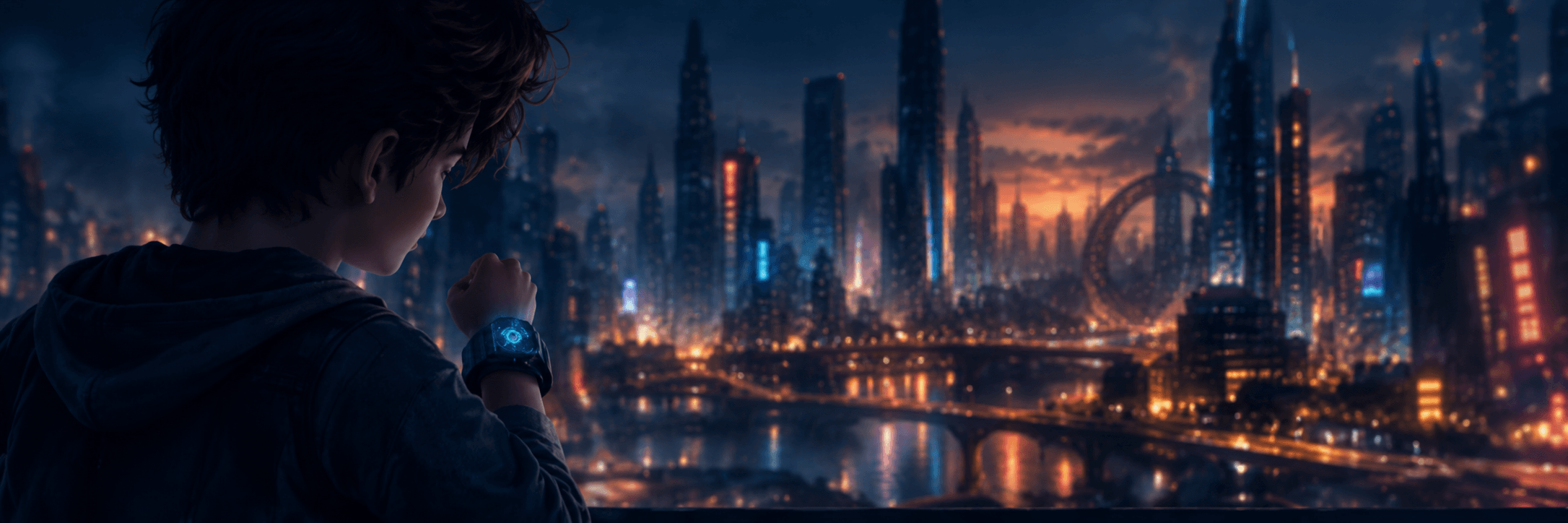 A young WristBots trainer looking across the city